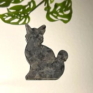 Natural Larvikite Cat Carving‎ Crystal Decor Healing Quartz Gift .8 Oz 3.5” Tall